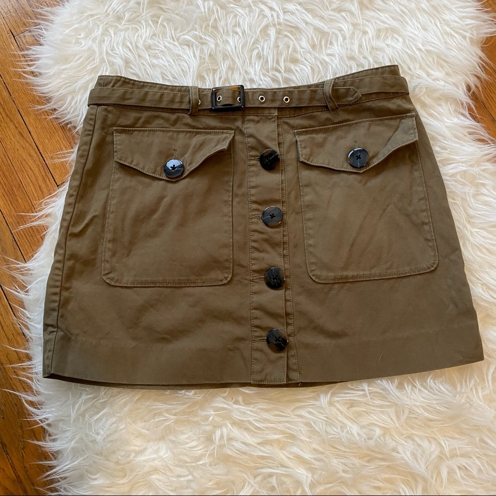 DONATED Rebecca Minkoff | Belted Mini Skirt | Size Small | Olive Green